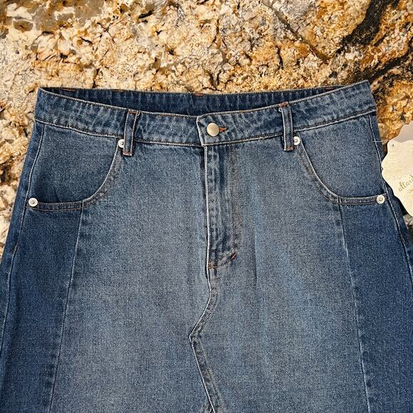 NWT Altar'd State Blue Two-Tone Jean/Denim Mini Skirt - SIZE S - Picture 4 of 10